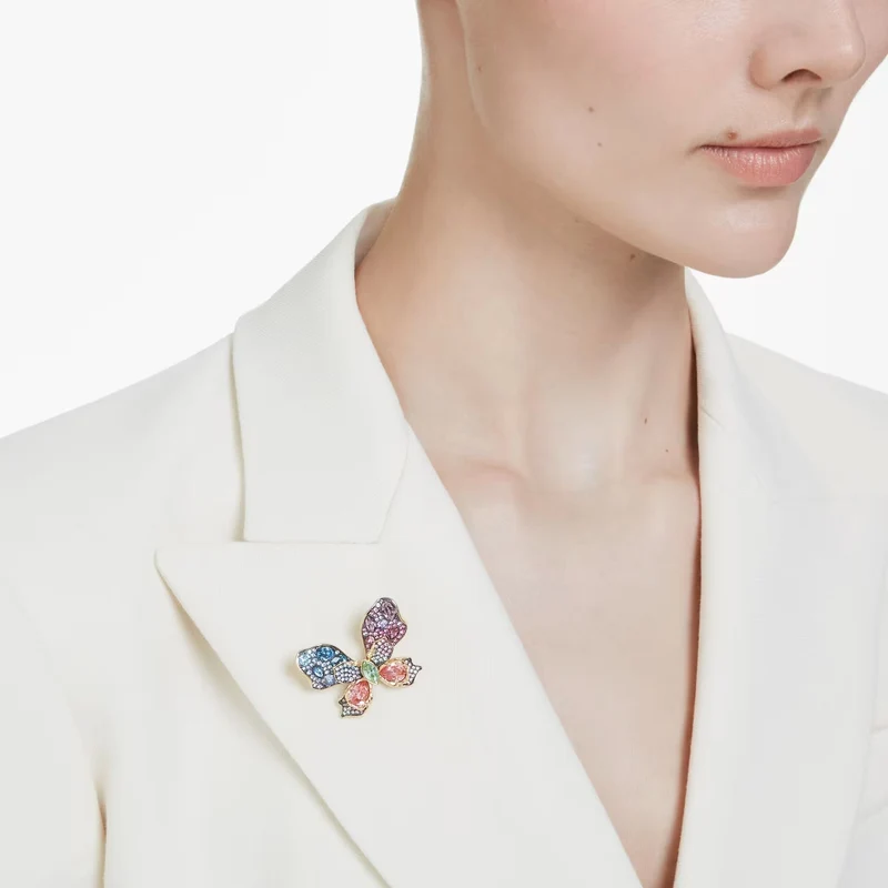 Swarovski Halskette Damen Idyllia Anhänger und Brosche Schmetterling multicolor gold 5709951