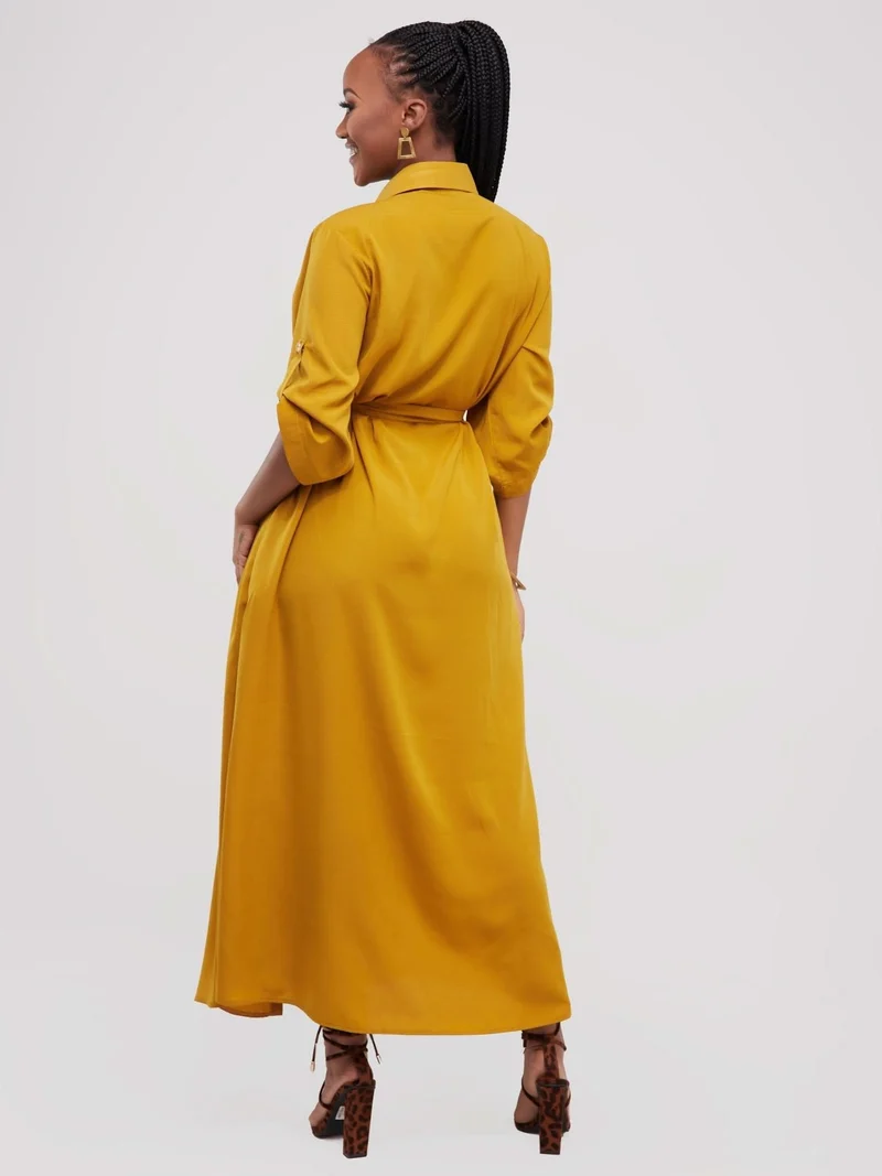 Salok Rave Shirt Dress - Yellow