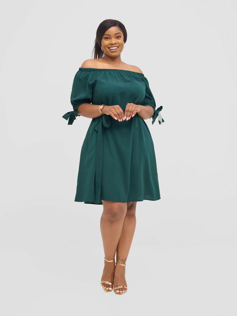 Salok Wear Dabby Off-shoulder Dress - Green
