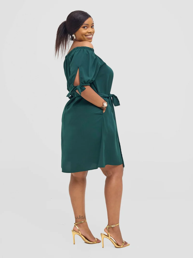 Salok Wear Dabby Off-shoulder Dress - Green