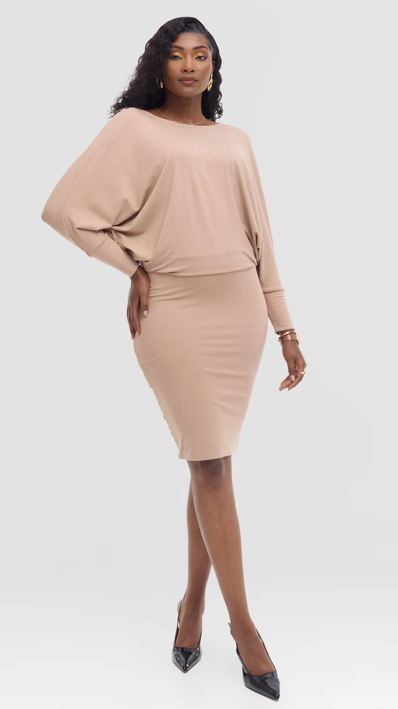 Vivo Basic Tolani Dress in Jersey - Taupe