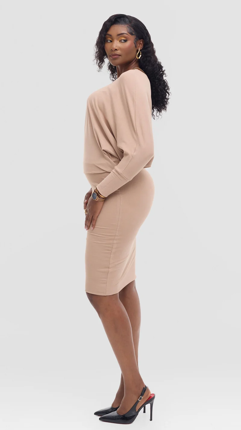 Vivo Basic Tolani Dress in Jersey - Taupe