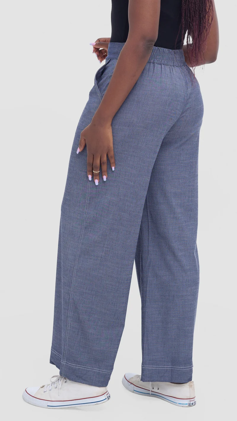 Vivo Contrast Stitch Pants in Denim - Light Blue