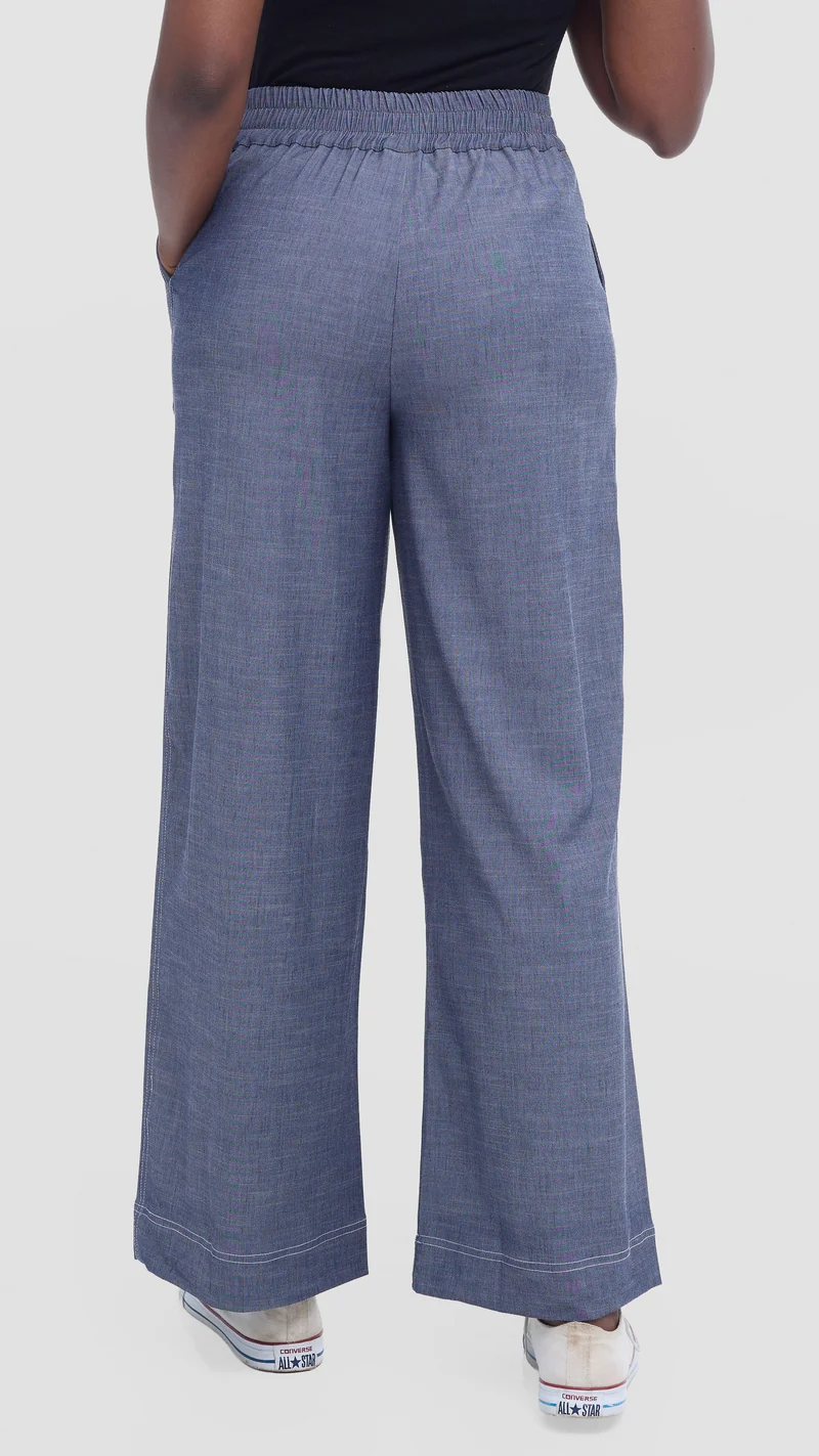 Vivo Contrast Stitch Pants in Denim - Light Blue