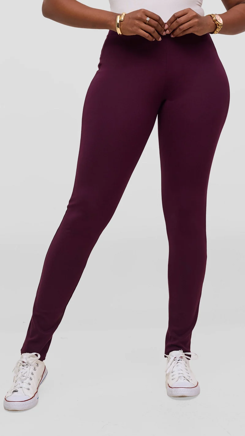 Vivo Basic Panelled Leisure Pants - Burgundy