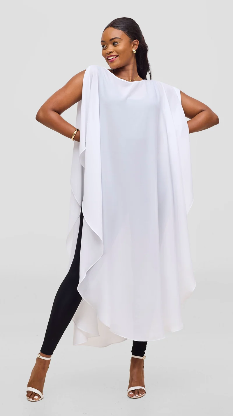 Vivo Liora Scalloped Maxi Top - White