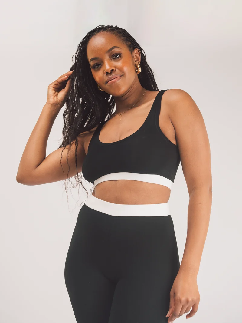 Vivo X This Is Essential Scooped Neck Bralette - Black / White