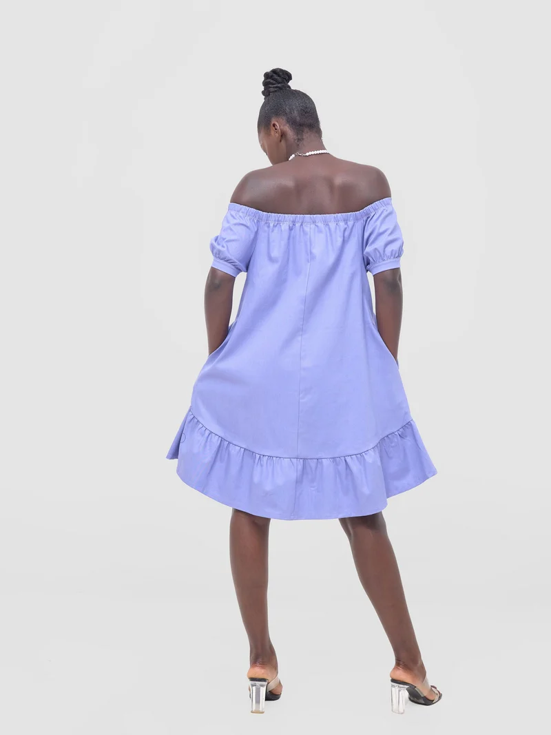Zoya Nia Off Shoulder Knee Length Dress - Lilac