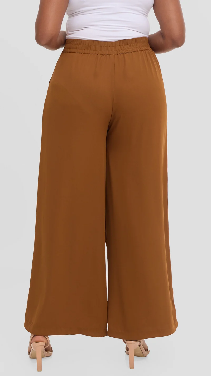 Vivo Asha Wide Leg Pants in Chiffon - Dark Mustard