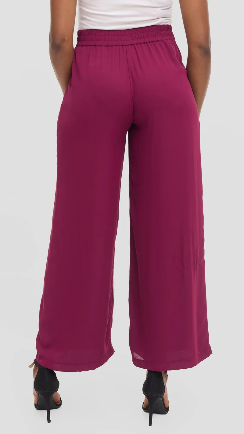 Vivo Asha Wide Leg Pants in Chiffon - Mulberry