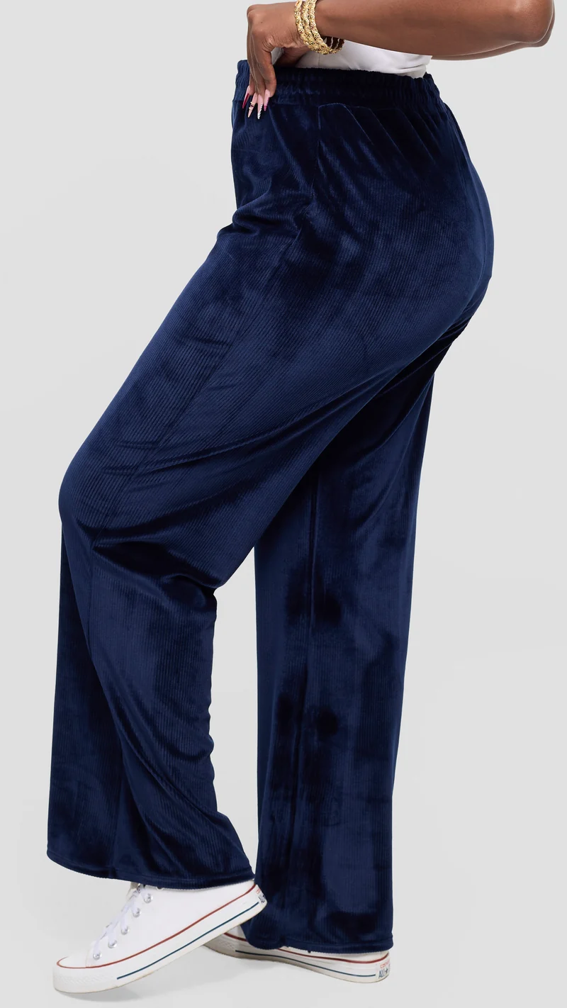 Vivo Studio Drawstring Pants in Velvet - Navy