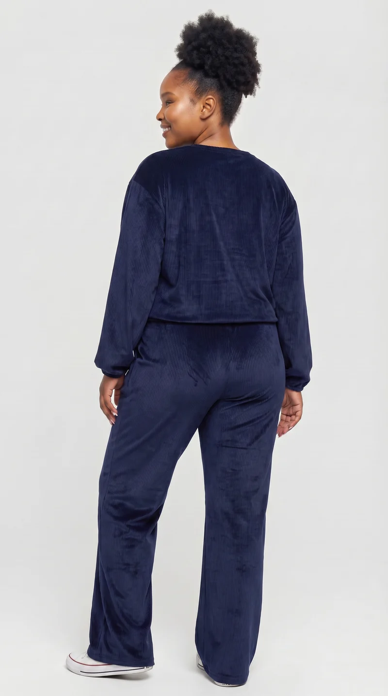 Vivo Studio Drawstring Pants in Velvet - Navy