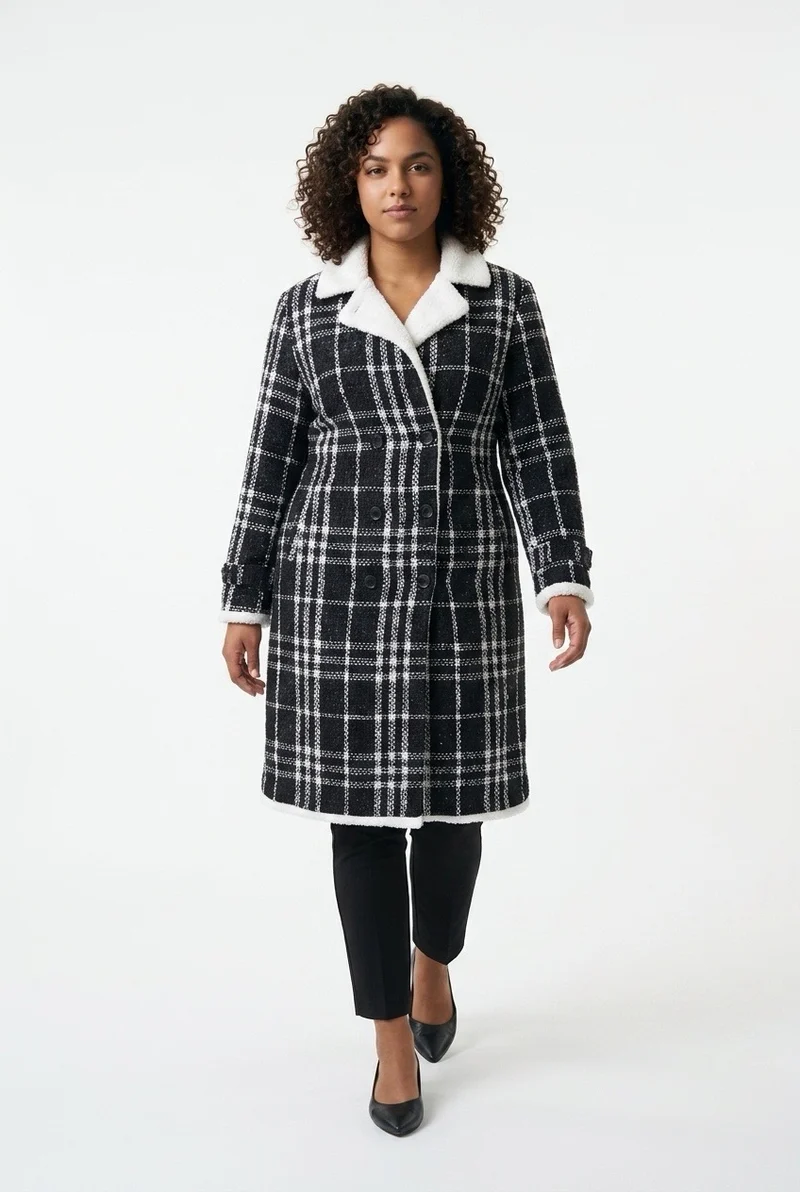 Stylish Sisters Trench Coat Jacket - Black / White