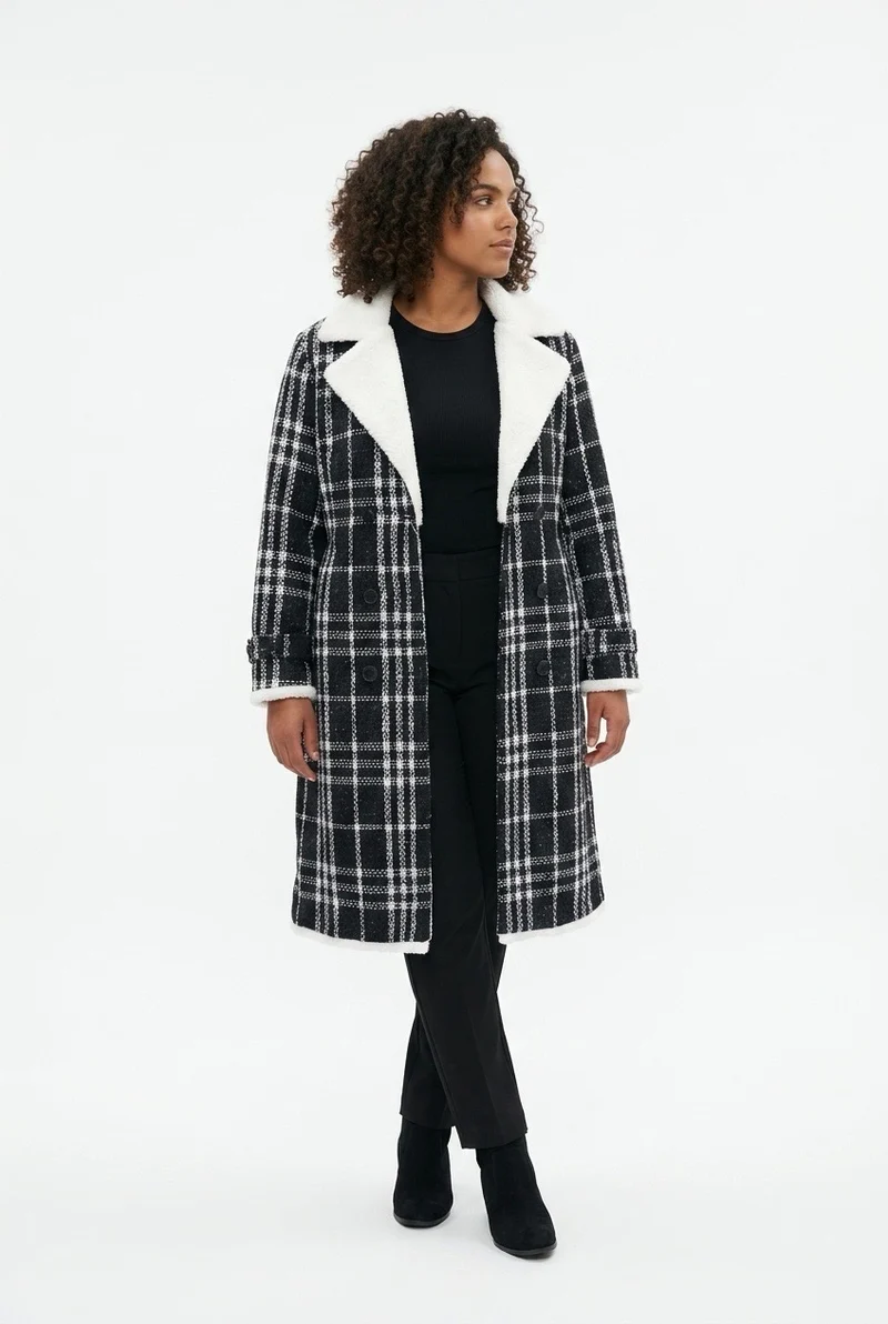 Stylish Sisters Trench Coat Jacket - Black / White