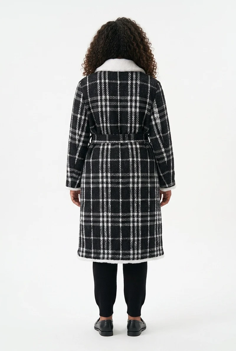 Stylish Sisters Trench Coat Jacket - Black / White