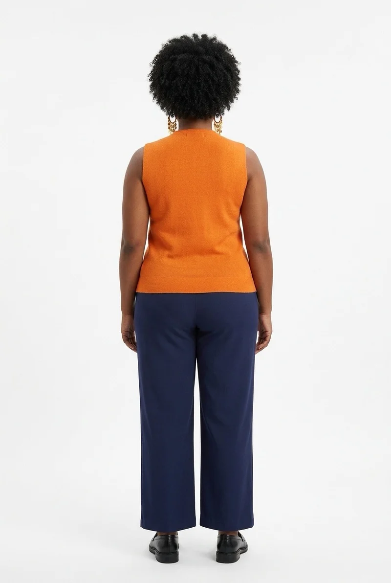 Stylish Sisters Tailored Button-Front Waistcoat Top - Orange