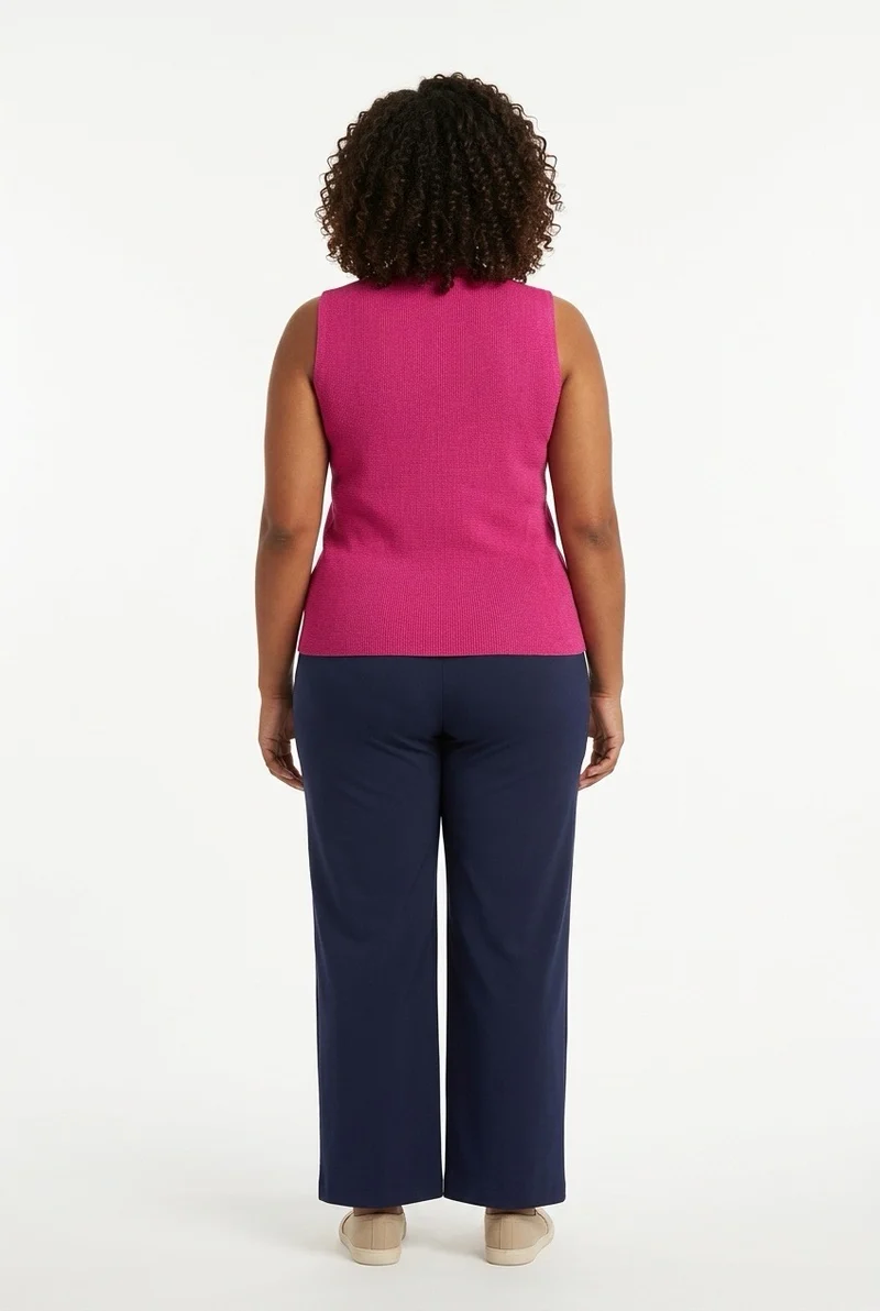 Stylish Sisters Tailored Button-Front Waistcoat Top - Hot Pink