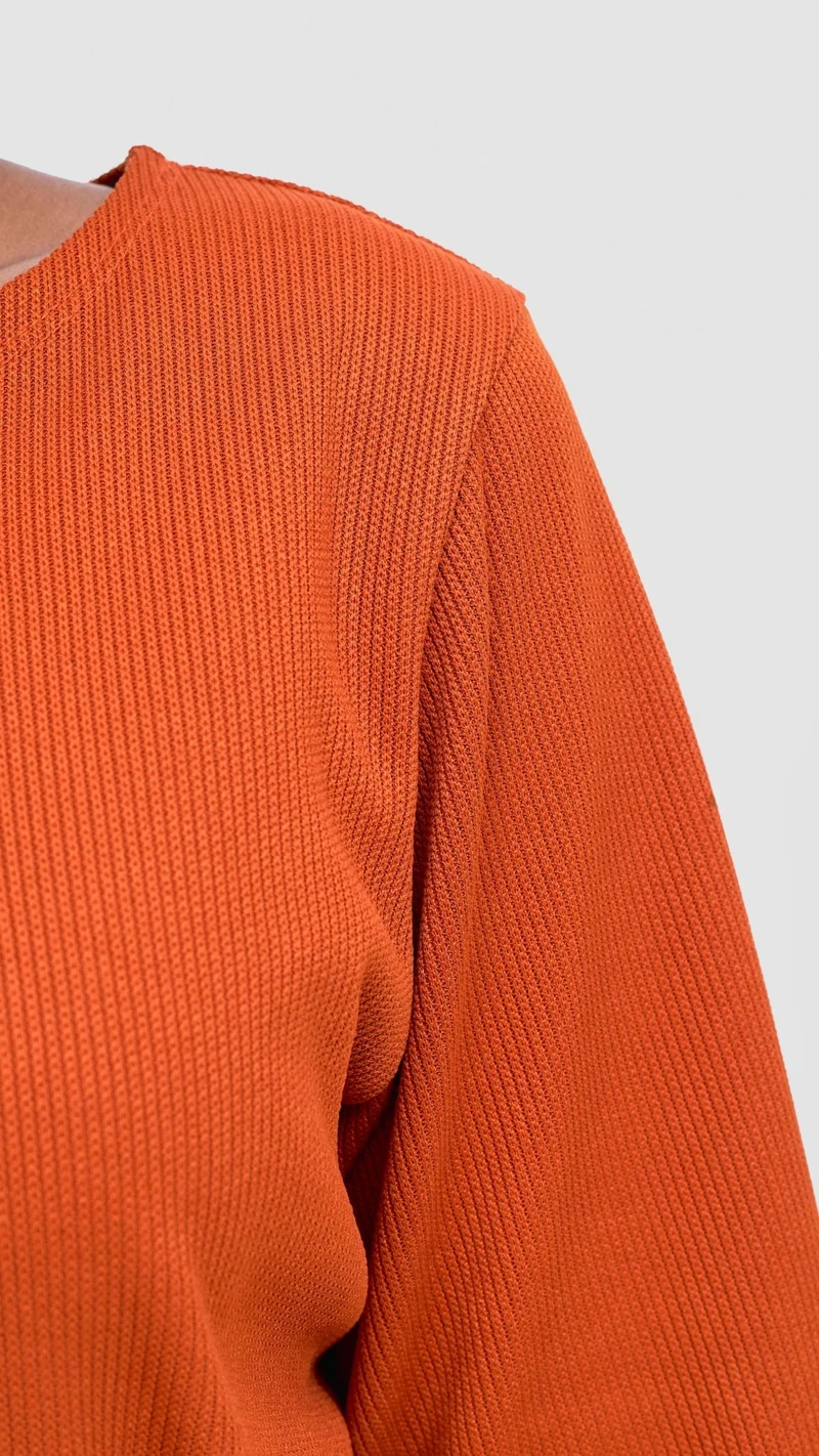Vivo Rema 3/4 Sleeve Side Slit Tunic Top - Burnt Orange