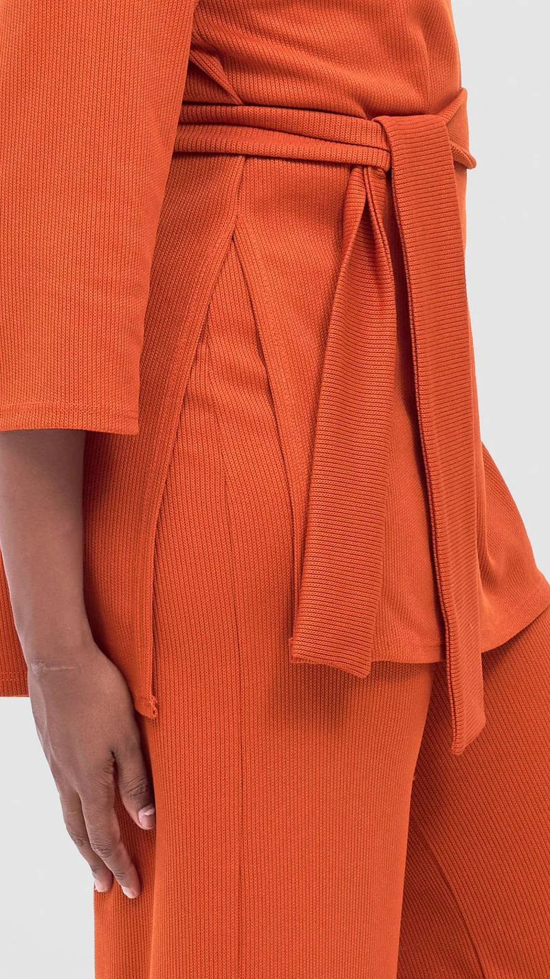 Vivo Rema 3/4 Sleeve Side Slit Tunic Top - Burnt Orange