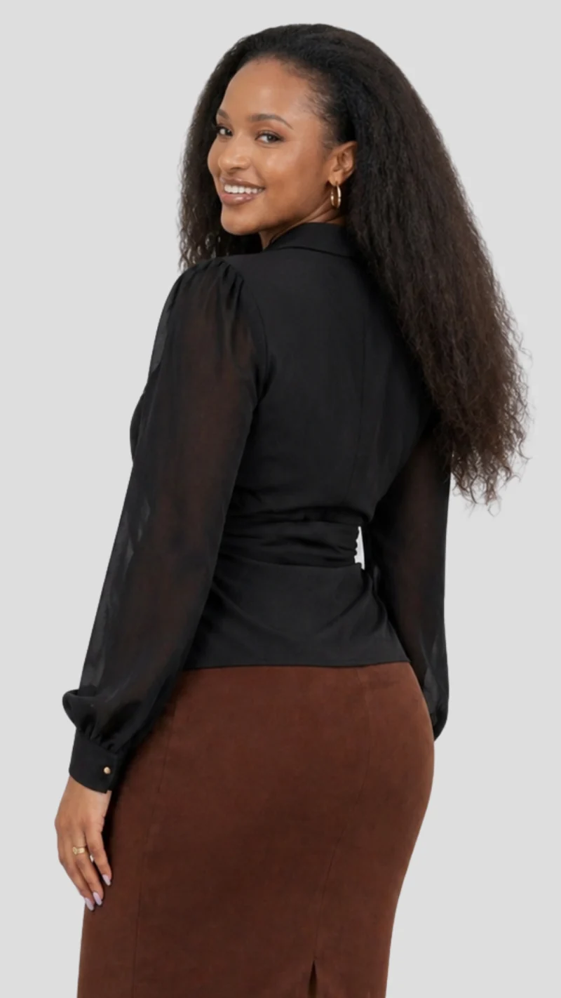 The Fashion Frenzy Wrap Blouse - Black