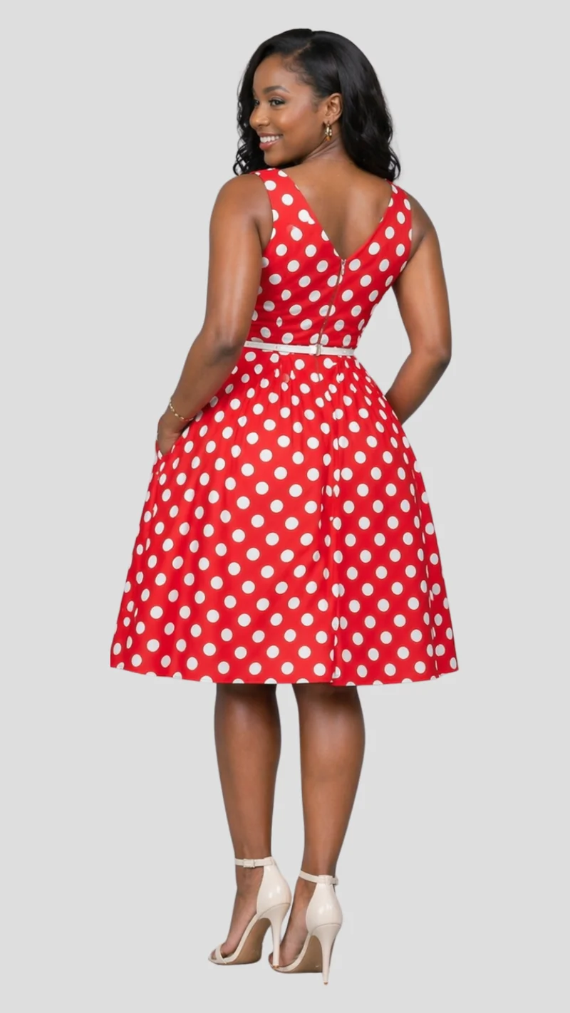 The Fashion Frenzy Polka Skater - Red / White Polka