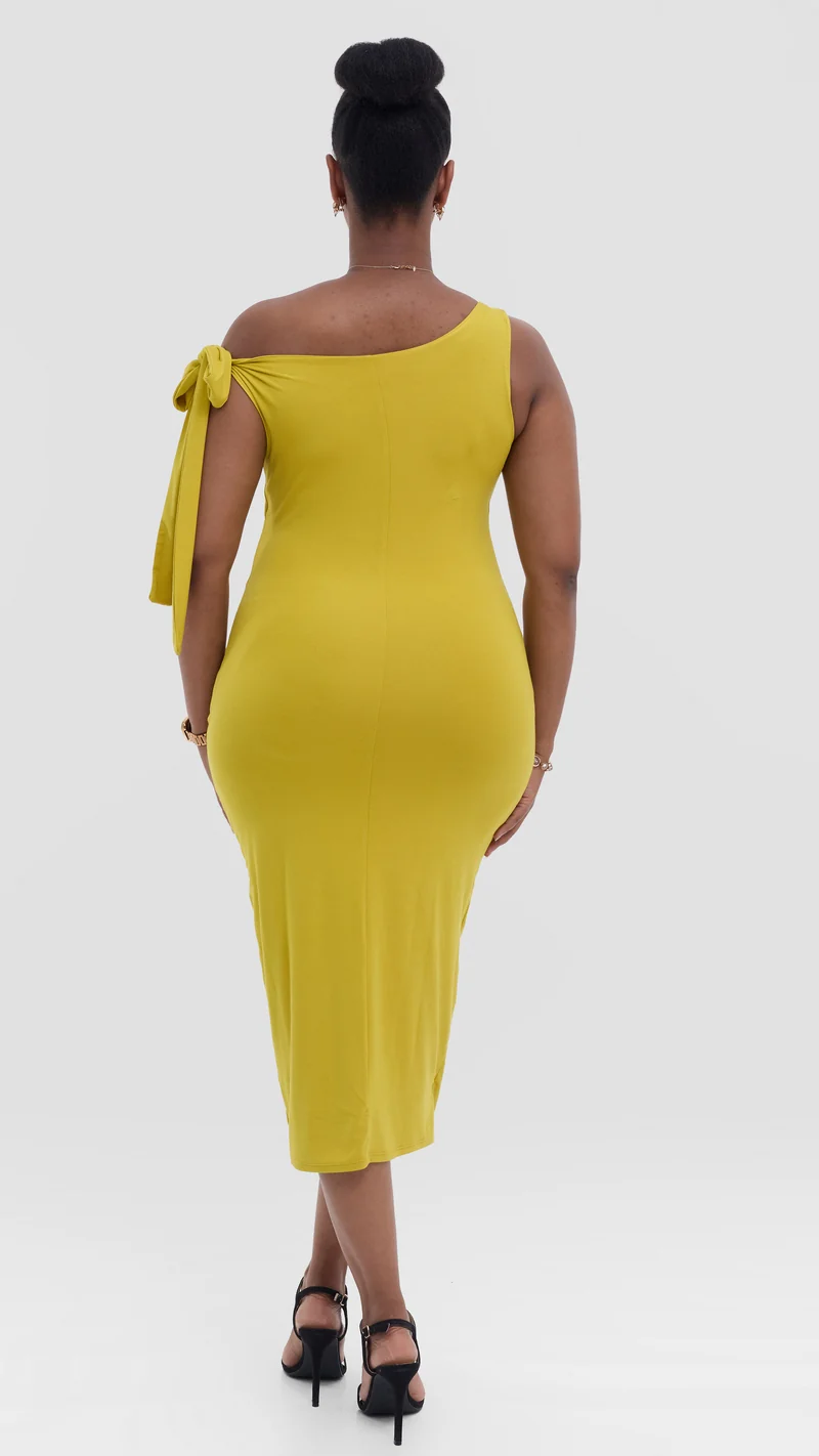 Vivo Studio Double Layered Tie Bodycon in Jersey - Olive