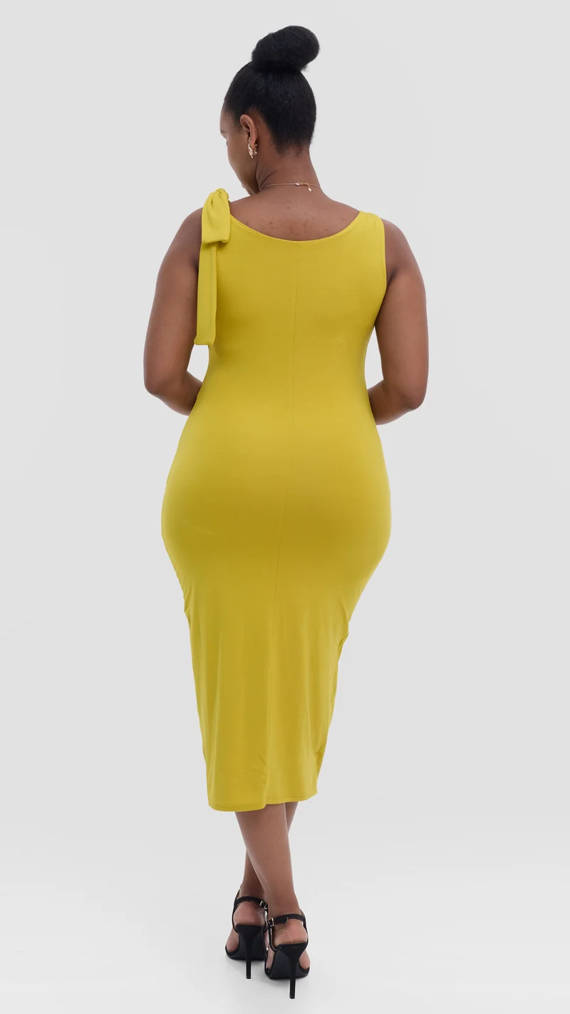 Vivo Studio Double Layered Tie Bodycon in Jersey - Olive