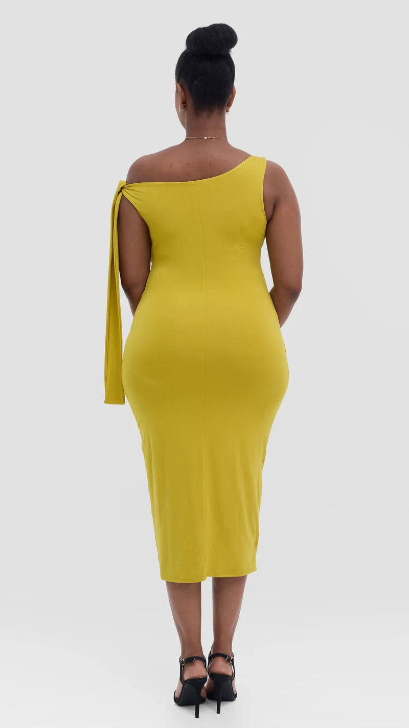 Vivo Studio Double Layered Tie Bodycon in Jersey - Olive