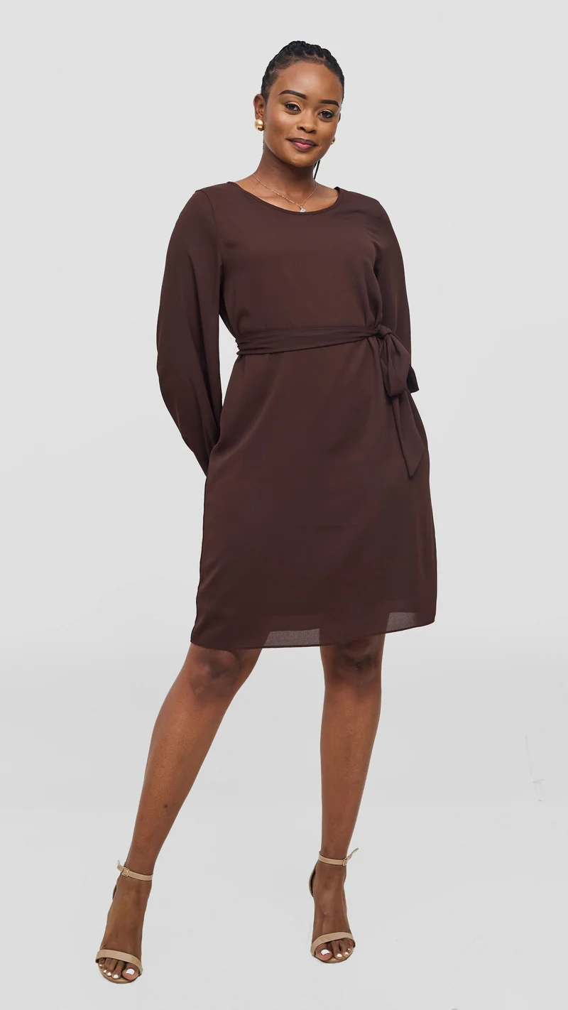 Vivo Zawadi Shift Dress - Chocolate