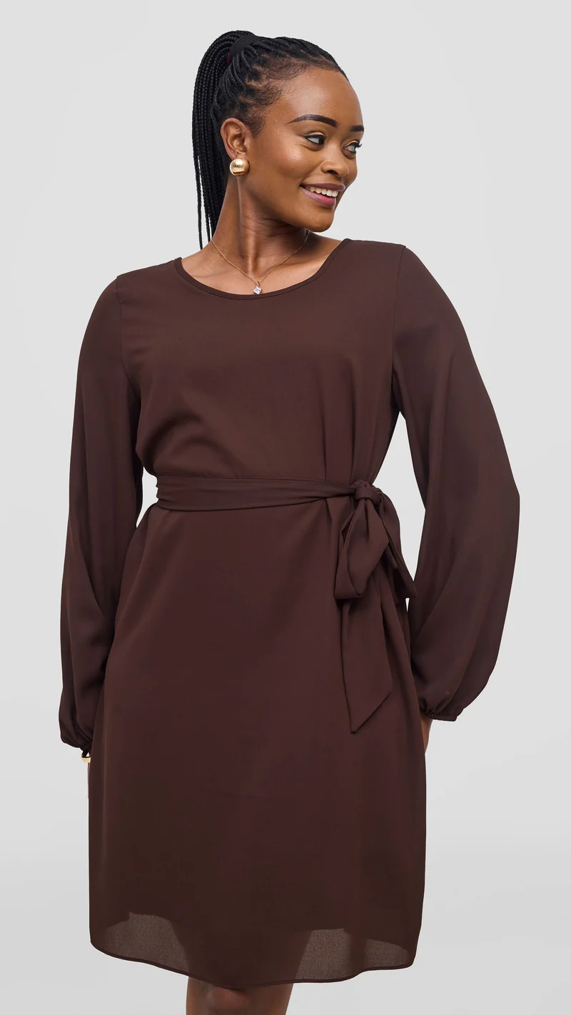 Vivo Zawadi Shift Dress - Chocolate