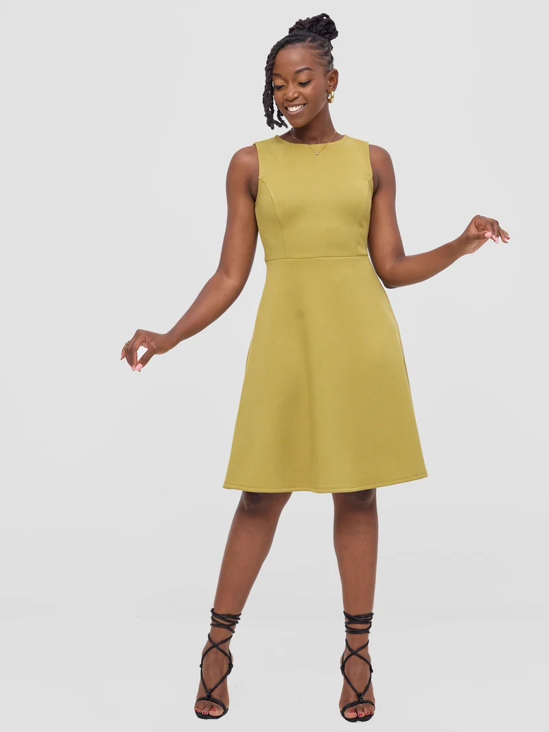 Vivo Niari Boat Neck Dress - Light Olive