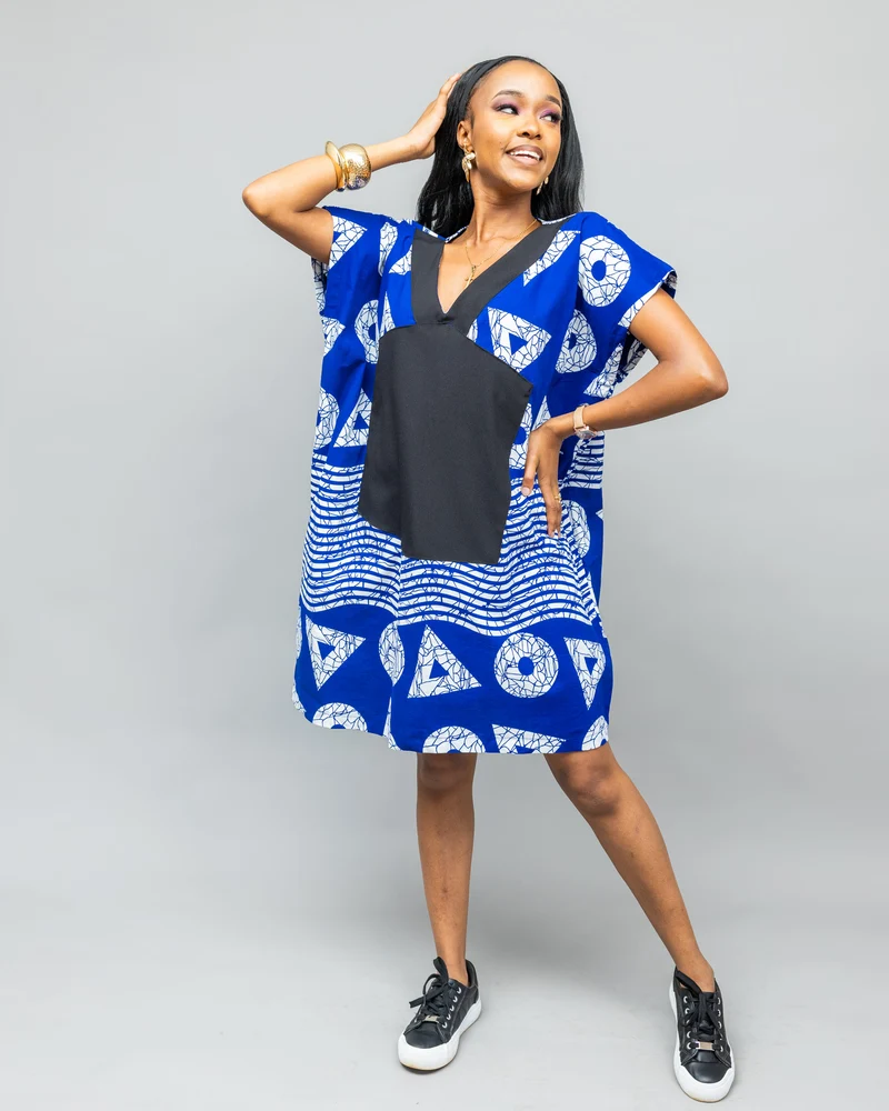 Afriwia Sanaa Boubou Dress - Blue