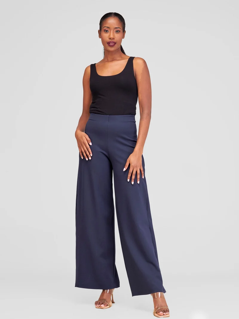 Vivo Upe Wide Leg Pants in Ponte - Navy