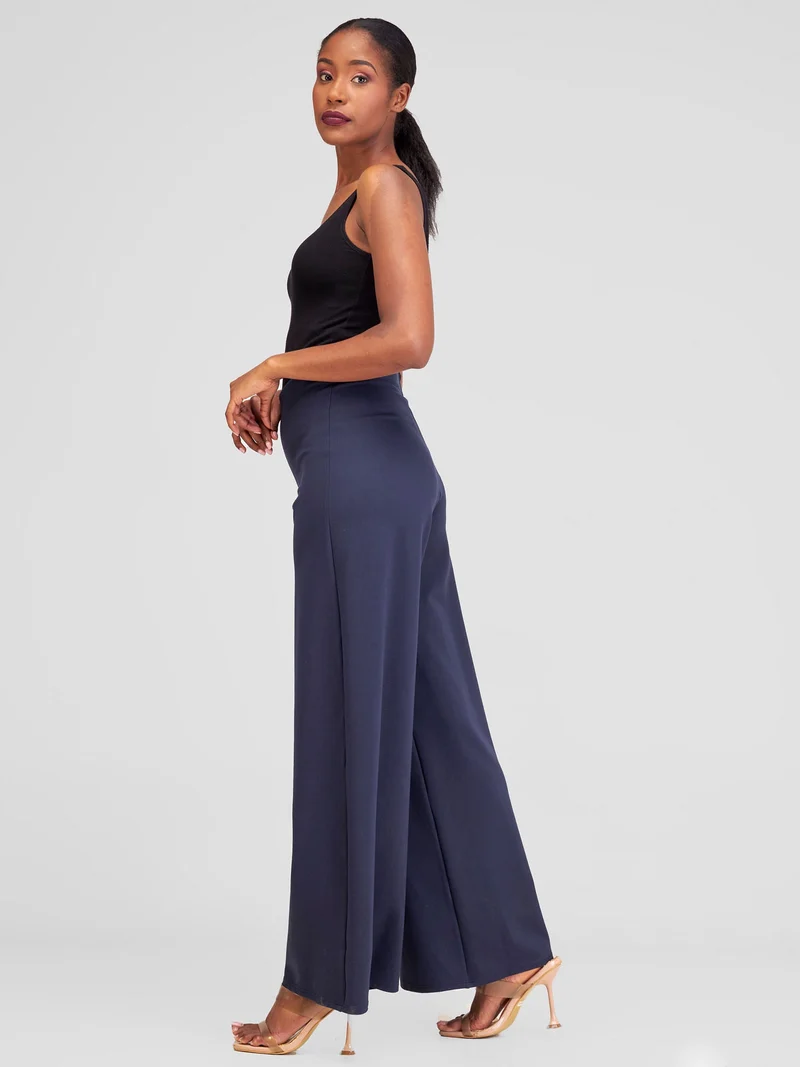 Vivo Upe Wide Leg Pants in Ponte - Navy