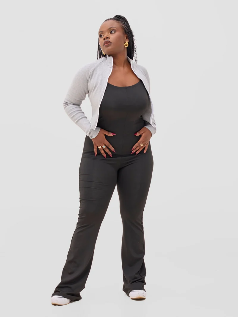 Zoya Sadira Ribbed Top - Light Grey