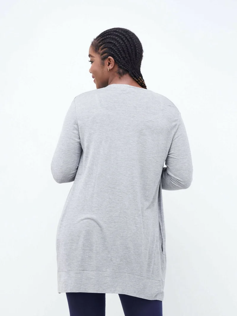 Hessed Midi Buttoned Waterfall - Grey