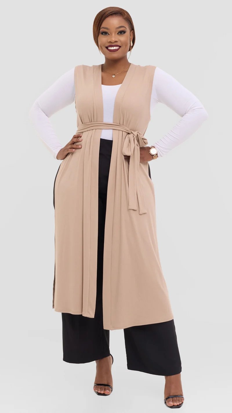 Vivo Chela Sleeveless Waterfall in Jersey - Taupe