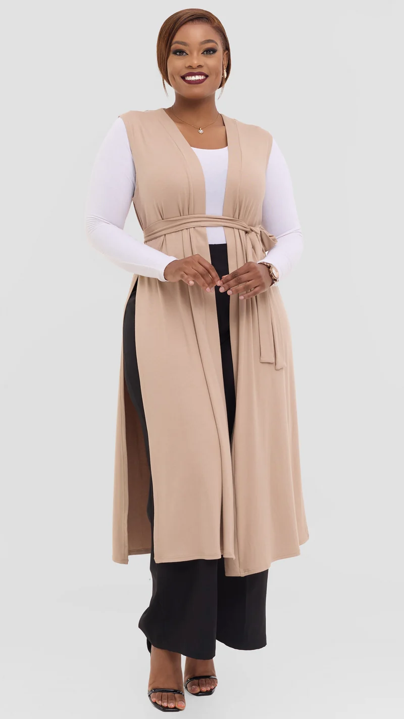 Vivo Chela Sleeveless Waterfall in Jersey - Taupe