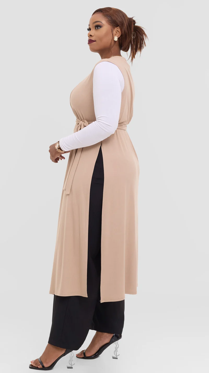 Vivo Chela Sleeveless Waterfall in Jersey - Taupe
