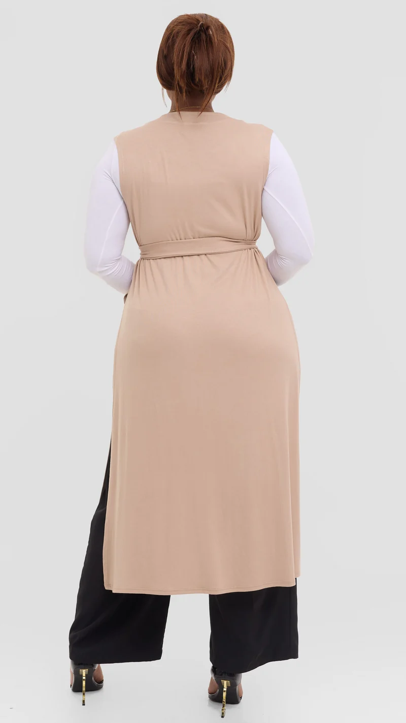 Vivo Chela Sleeveless Waterfall in Jersey - Taupe