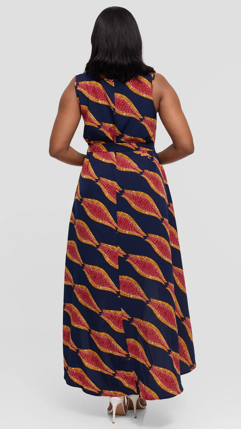 Salok Havilah Bumbe High-low Dress - Navy Blue Print