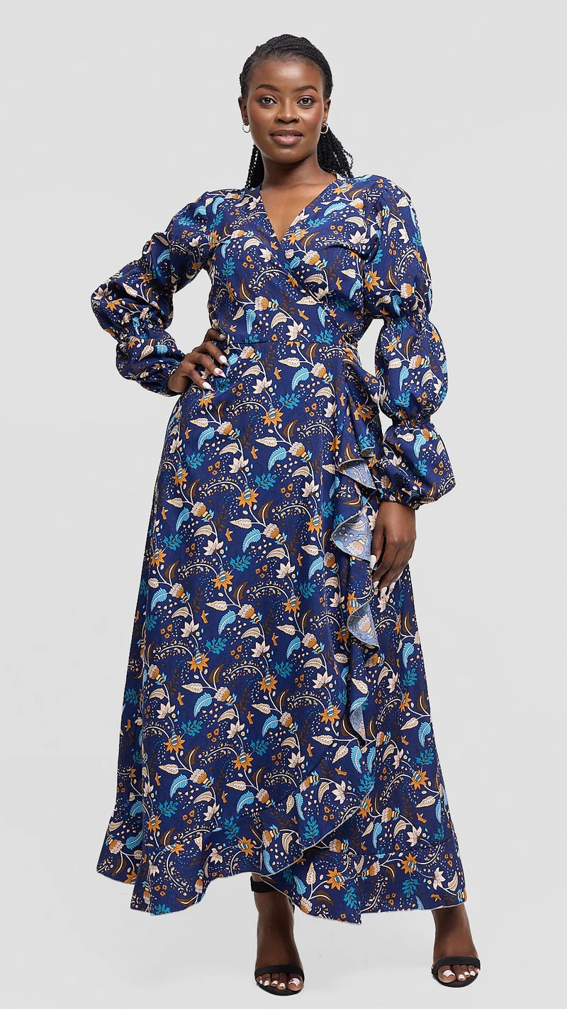 Salok Havilah Kyra Wrap Dress - Blue Print