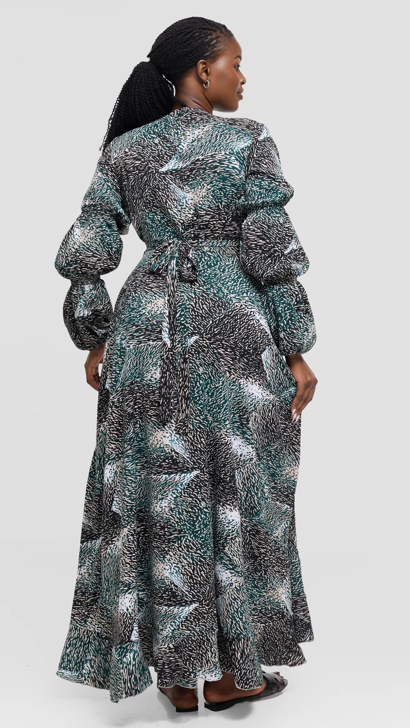Salok Havilah Kyra Wrap Dress - Green Print