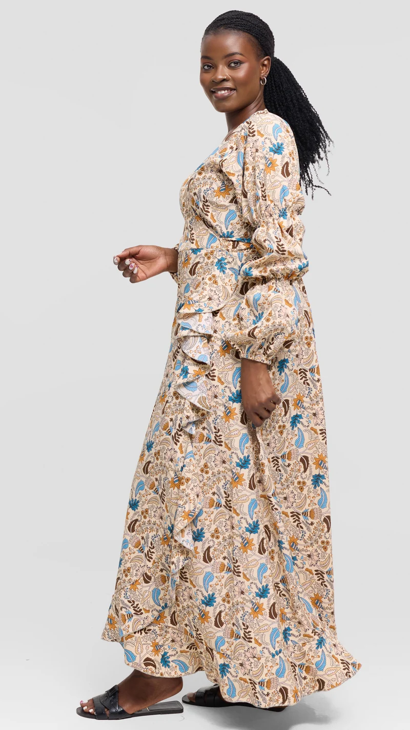 Salok Havilah Kyra Wrap Dress - Beige Print