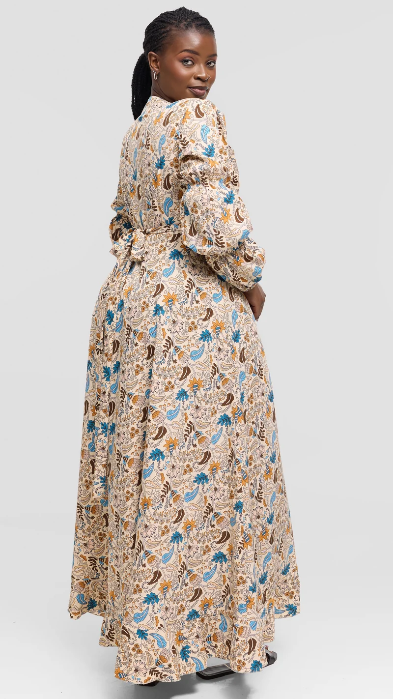 Salok Havilah Kyra Wrap Dress - Beige Print