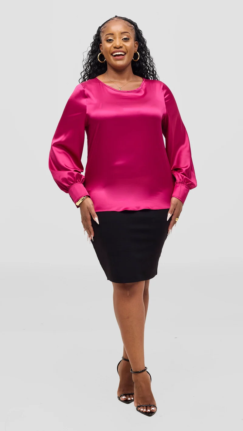 Vivo Tatili Bishop Long Sleeve Top - Fuschia