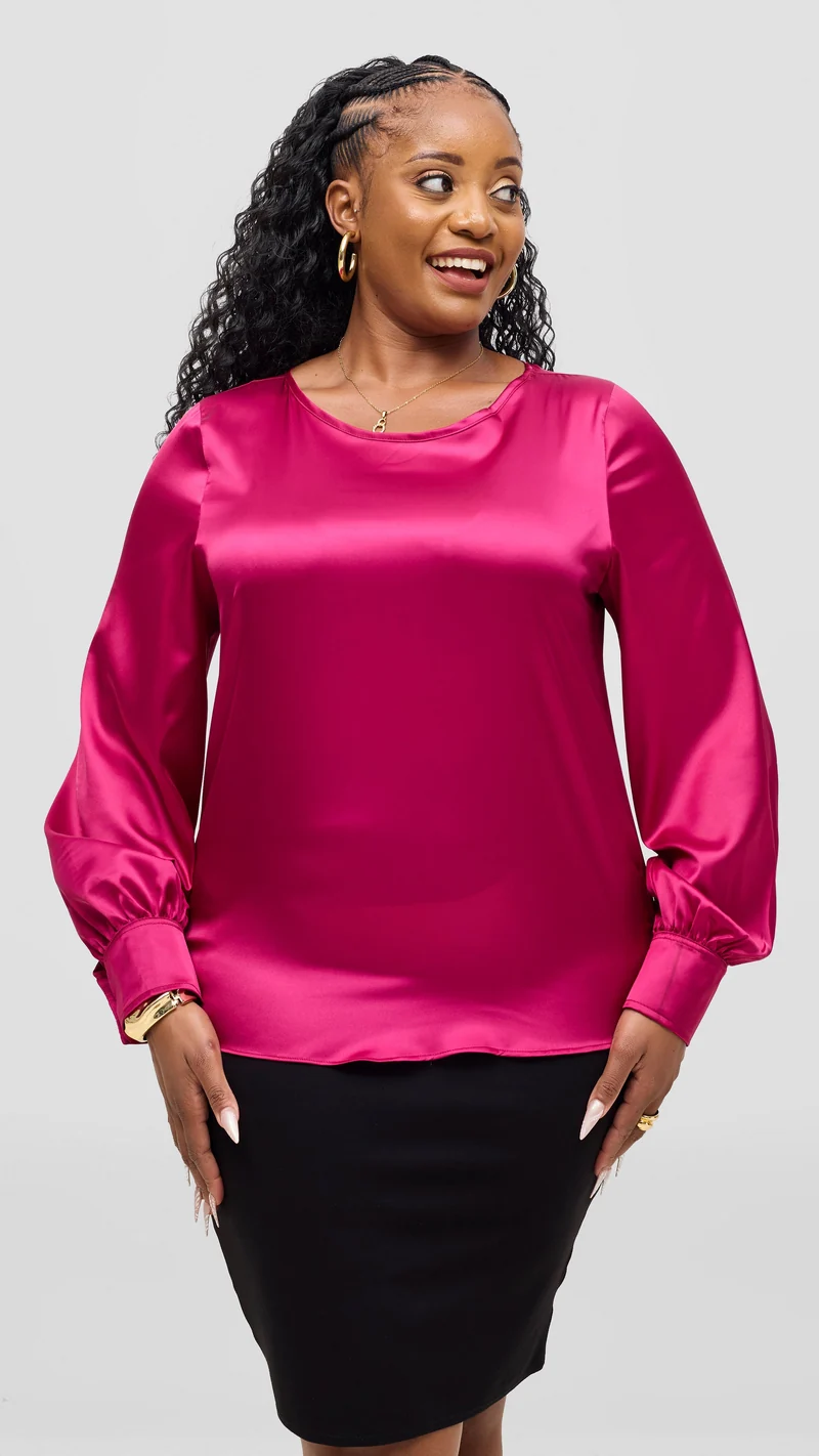Vivo Tatili Bishop Long Sleeve Top - Fuschia