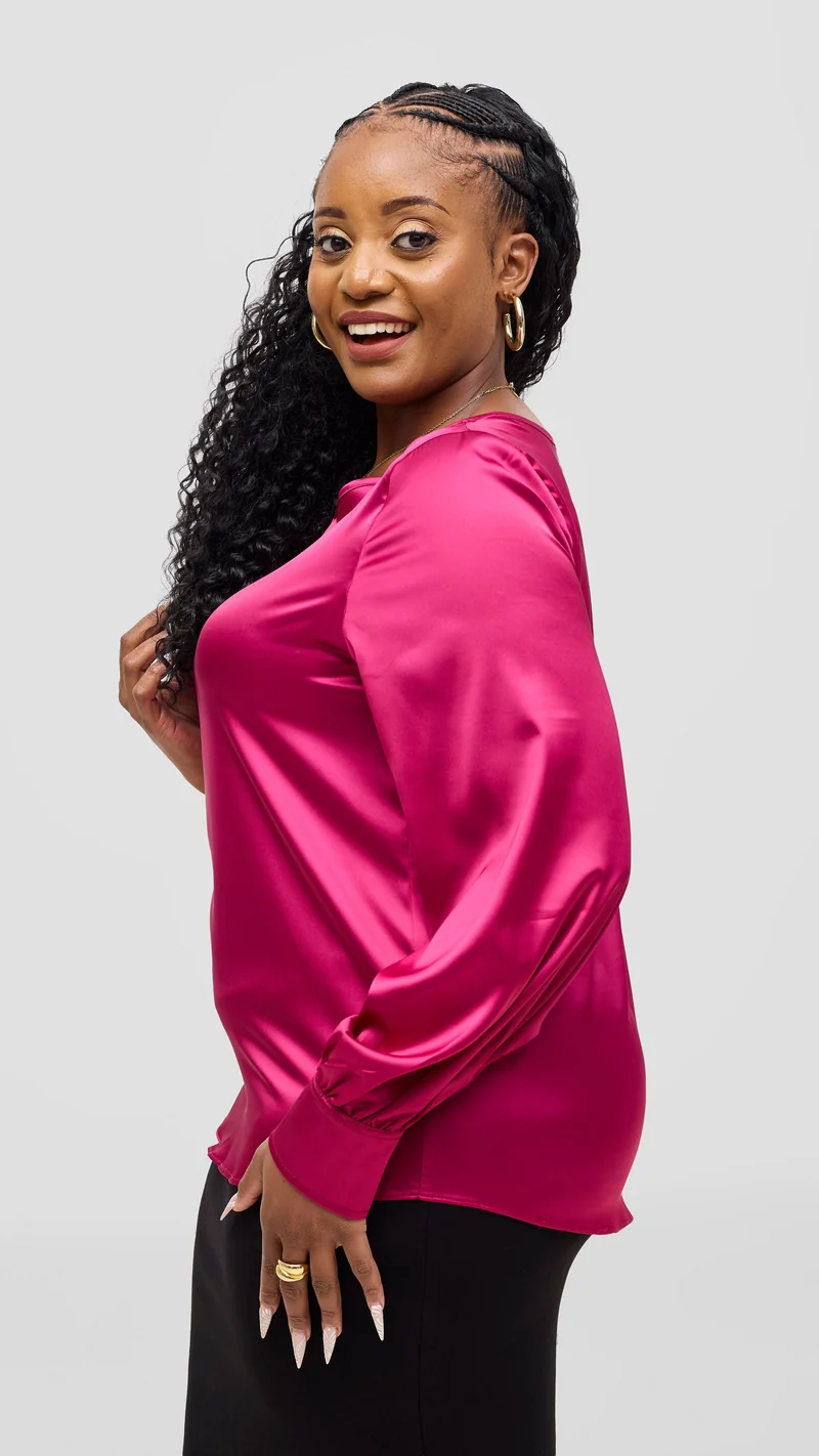 Vivo Tatili Bishop Long Sleeve Top - Fuschia