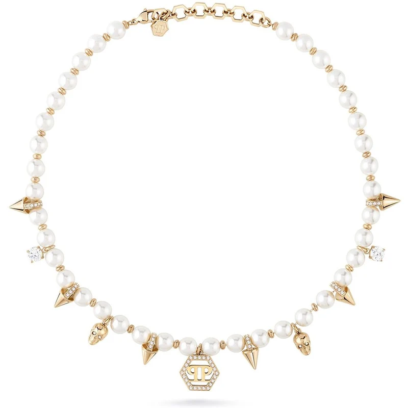 Philipp Plein Damen Halskette RHAPSODY Weiß, Goldfarben PJ8EA06NU