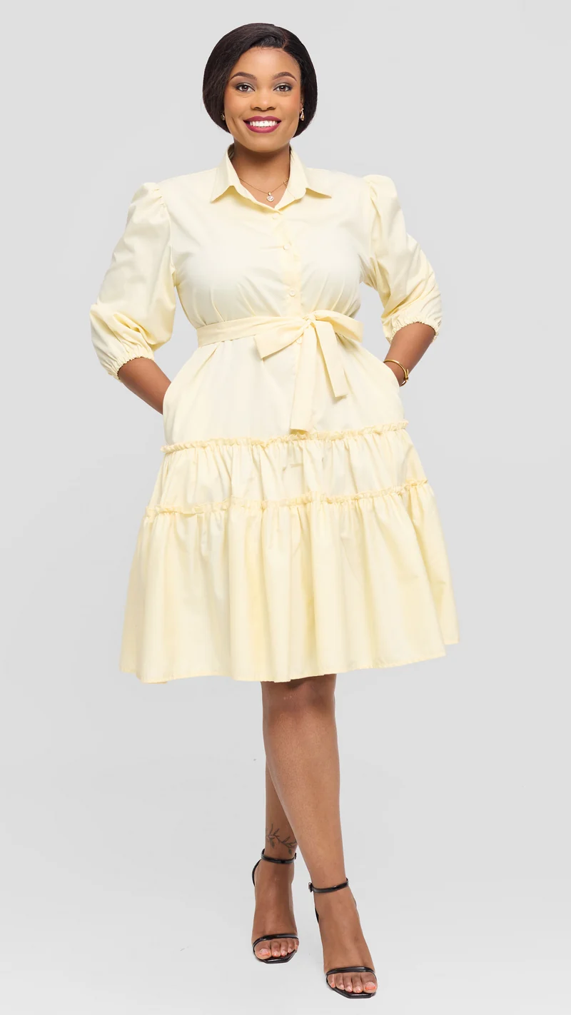 Lizola Sloane Shirt Dress - Cream Yellow